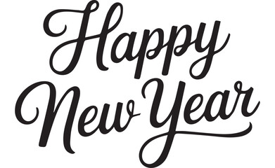 Horizontal Happy New Year Calligraphy text lettering