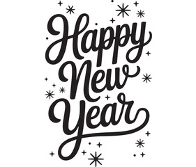 Happy New Year Script Text calligraphy lettering