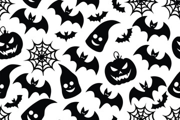 Halloween monster icons set vintage floral vector design pattern