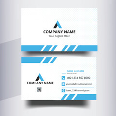 Modern Blue and White Corporate Business Card Template – Clean Professional Branding Design