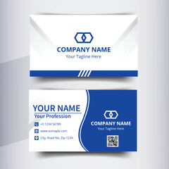 Professional Blue and White Business Card Template – Modern Corporate Branding and Identity Design