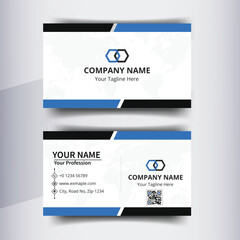 Modern Blue and Black Corporate Business Card Template – Professional Company Branding Design