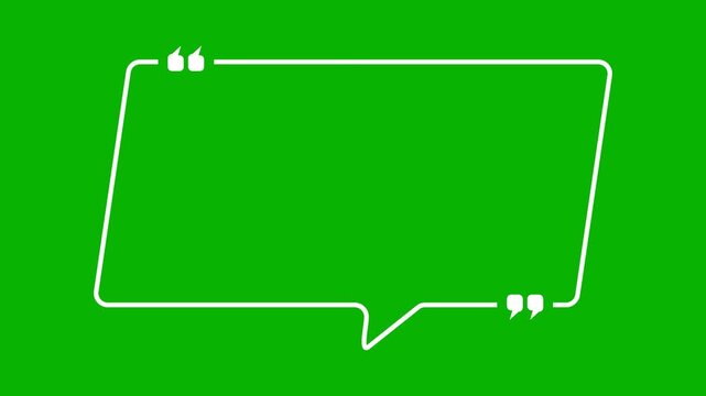 Elegant quote frame builds with lines and floating quotation marks with green screen background