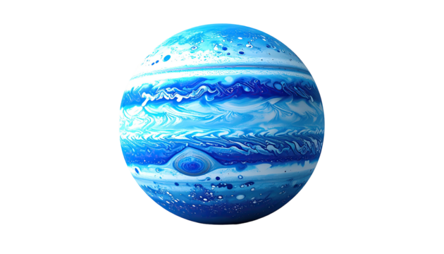 Celestial sphere, swirling blues and whites.  Abstract planet