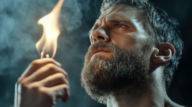 Prometheus fire bearer: mythic figure, ancient legend, blazing flame, divine spark, heroic titan, sacred symbol, eternal light, celestial element, burning gift, powerful force, glowing ember,