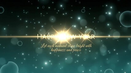 A bright happy new year greeting card with sparkling stars and a cosmic theme - Powered by Adobe