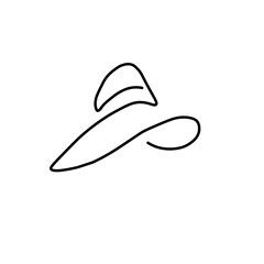 Minimalist one line drawing of a hat, simple continuous line art illustration, elegant fashion accessory design, modern outline style vector