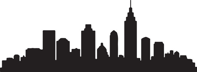 Naklejka premium Cityscape Silhouette with Modern Buildings in Urban Skyline, Architecture, Downtown, Construction and Real Estate Concept
