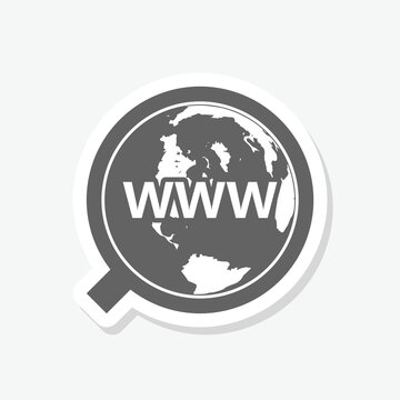 Domain Name Registration Globe icon sticker isolated on gray background