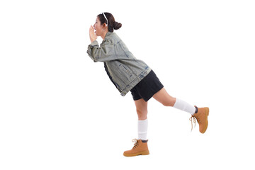 A Call for Attention: A person stands on one leg while calling out, embodying determination and...