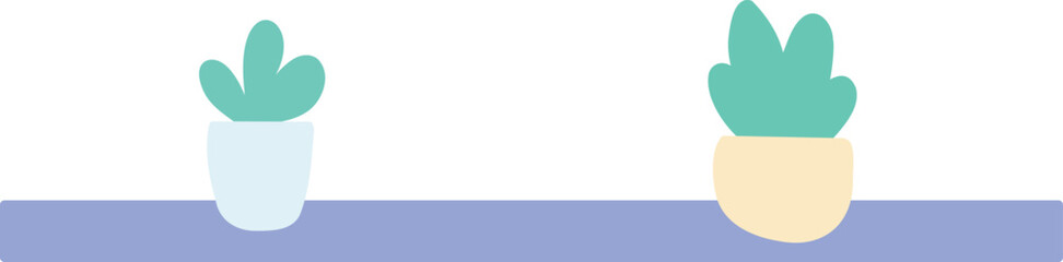 Two Potted Plants on Table