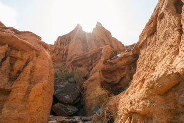  Kok-Moinok canyon in Kyrgyzstan in sunny day