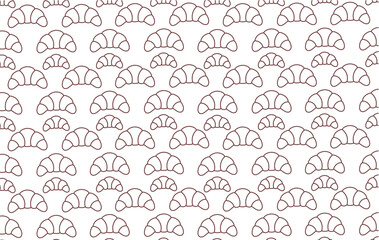 Doodle croissant pattern. Croissants seamless pattern background. Hand drawn of croissant icon. Bakery theme pattern. Croissant set background. Fast food outline. Fast food illustration. Bread vector.