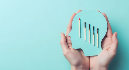 Exhaustion and stress, burnout in hustle culture, low energy, burning matches in a chain, domino effect, work life balance