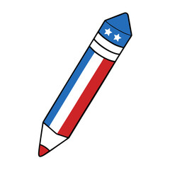 Patriotic pencil vector illustration of american flag colors for education and creativity