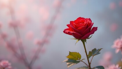 beautiful red rose in the rever
