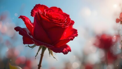 beautiful red rose in the rever
