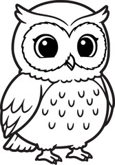 Cute Cartoon Owl Line Art Illustration