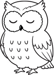 Sleeping Owl Line Art Illustration