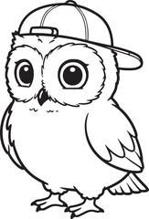 Cute Cartoon Owl Wearing Baseball Cap Illustration