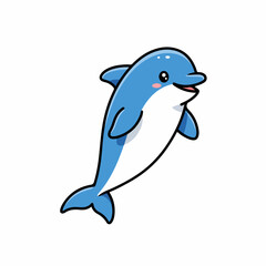 Cute Cartoon Style Friendly Dolphin Illustration Animal Aquatic Creature