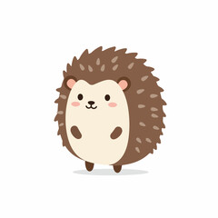 Cute Cartoon Style Full Body Hedgehog Character Standing Animal Illustration