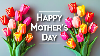Beautiful tulips celebrate happy mothers day greeting card