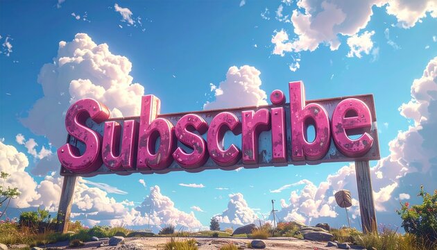 Subscribe Sign Amidst a Dreamy Sky - A Call to Action.