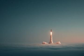 Rocket Launch Against Starry Sky