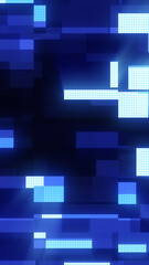 Abstract blue digital background with glowing pixelated blocks