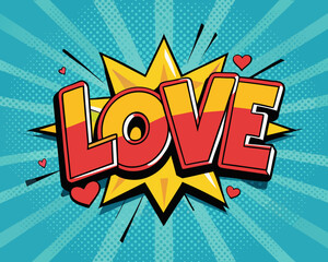 Fototapeta premium lettering--Love--pop art comic book background-