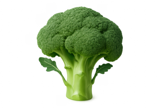 Fresh green broccoli head isolated on transparent background