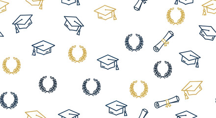 Fototapeta premium Graduation themed seamless pattern