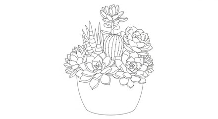 Succulent arrangement in a pot, a beautiful collection of various types of succulents in a pot