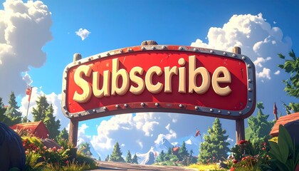 Subscribe Sign Amidst Nature - A Call to Join the Community.