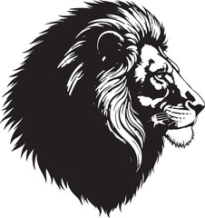 black vector of lion face in silhouette 