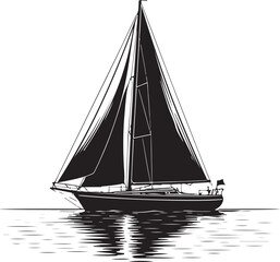 black vector of sailboat on water in silhouette