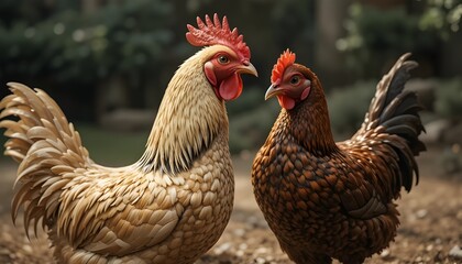 beautiful hens in the poltyforme