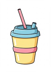 ドリンク,カップ,ストロー,イラスト,背景白,可愛い