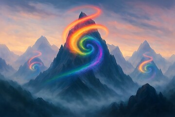 Rainbow Fantasy Art: Vibrant Nature, Abstract & Cosmic Digital Painting Collection