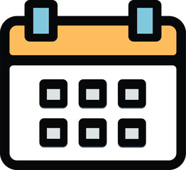 Modern calendar icon with grid lines and header
