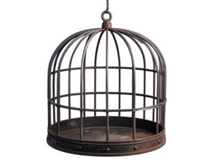 vintage birdcage isolated on white background