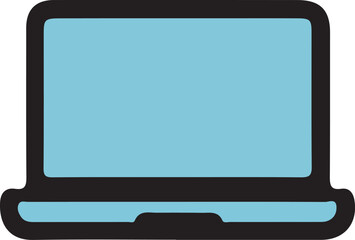 Open laptop computer icon with a blue screen