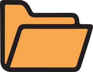 Orange folder icon with black outline for document organization and file management