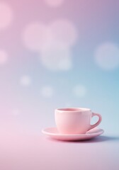 ピンクのコーヒーカップ パステルカラー背景