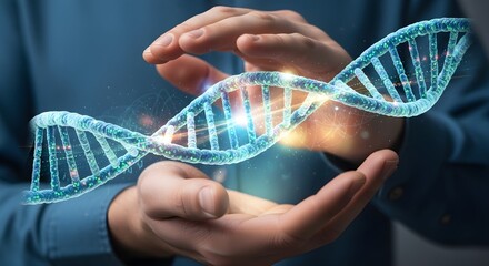 human hand holding dna