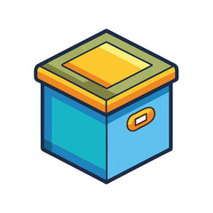Cartoon Storage Box Isolated on White Background Illustration