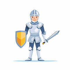Knight with sword and shield with transparent background