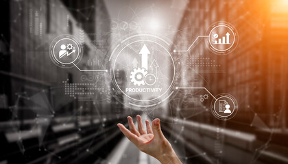 Productivity improvement in digital business, showing productivity tools, productivity tracking, productivity optimization, and workflow for business workplace efficiency. Spline