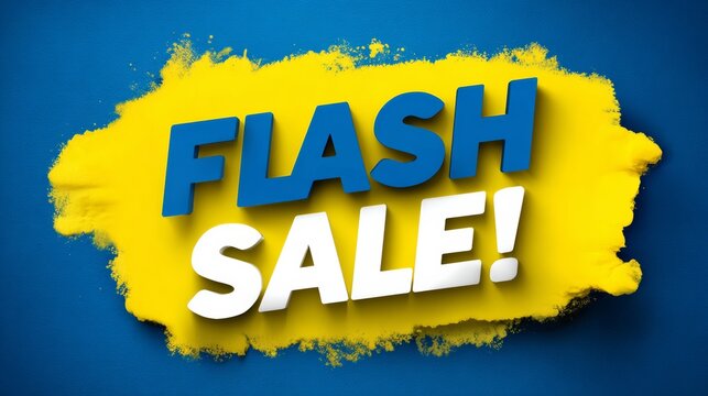 Vibrant sign with a blue background and yellow and white text that reads "Flash Sale!" in bold letters. The sign is designed to catch the eye - Powered by Adobe
